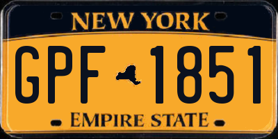 NY license plate GPF1851
