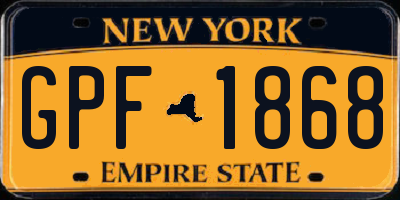 NY license plate GPF1868