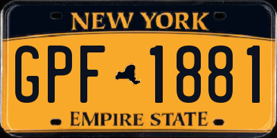 NY license plate GPF1881
