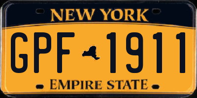 NY license plate GPF1911