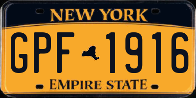NY license plate GPF1916