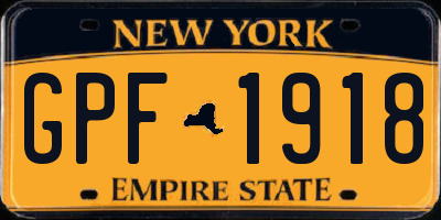 NY license plate GPF1918