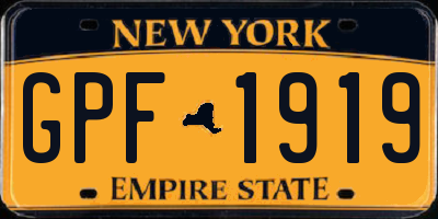 NY license plate GPF1919