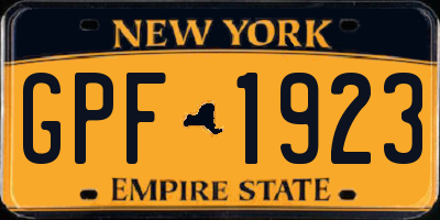 NY license plate GPF1923
