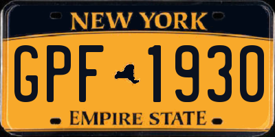 NY license plate GPF1930