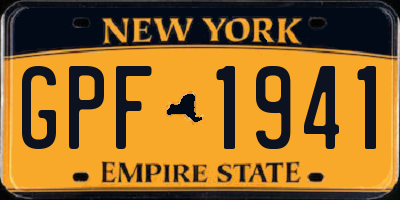 NY license plate GPF1941