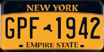 NY license plate GPF1942