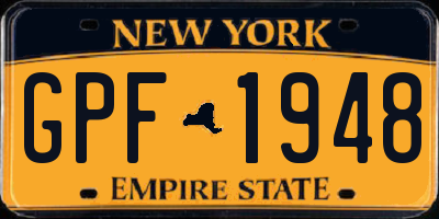 NY license plate GPF1948