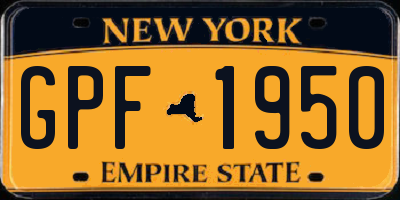NY license plate GPF1950