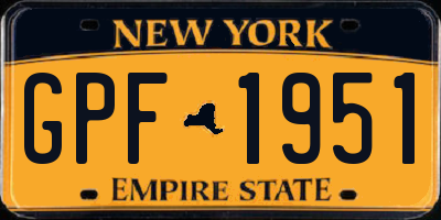 NY license plate GPF1951