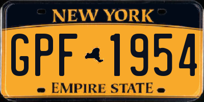 NY license plate GPF1954