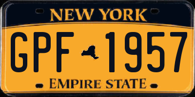 NY license plate GPF1957