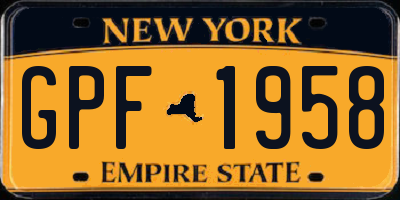 NY license plate GPF1958