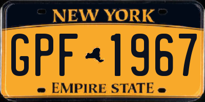 NY license plate GPF1967