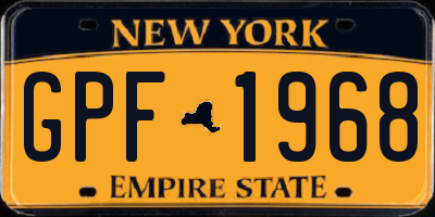 NY license plate GPF1968