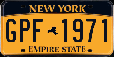 NY license plate GPF1971