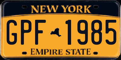 NY license plate GPF1985