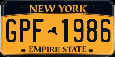 NY license plate GPF1986