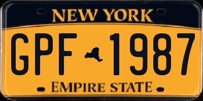 NY license plate GPF1987