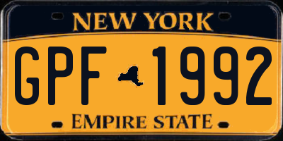 NY license plate GPF1992