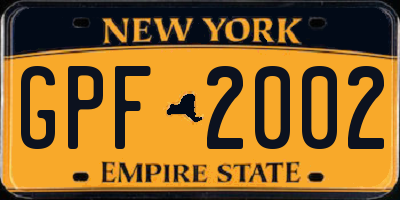 NY license plate GPF2002