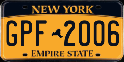 NY license plate GPF2006