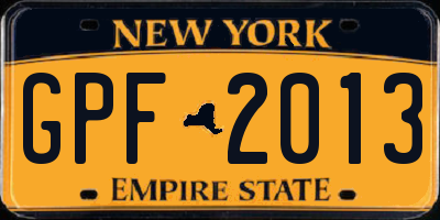 NY license plate GPF2013