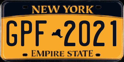 NY license plate GPF2021