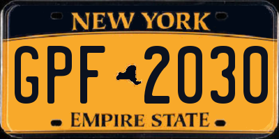 NY license plate GPF2030