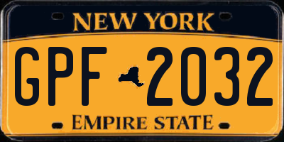 NY license plate GPF2032