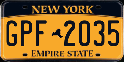 NY license plate GPF2035