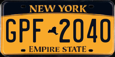 NY license plate GPF2040