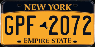 NY license plate GPF2072