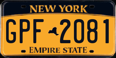 NY license plate GPF2081