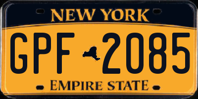 NY license plate GPF2085