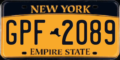 NY license plate GPF2089