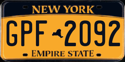 NY license plate GPF2092