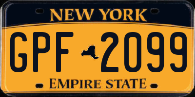 NY license plate GPF2099
