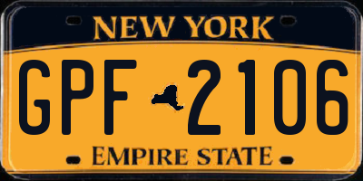 NY license plate GPF2106