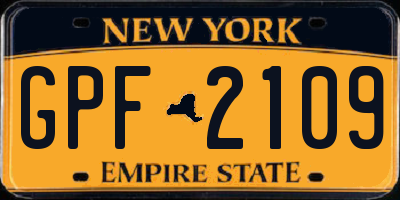 NY license plate GPF2109