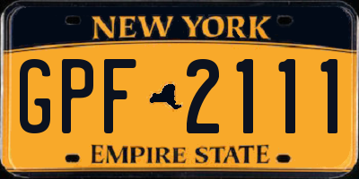 NY license plate GPF2111