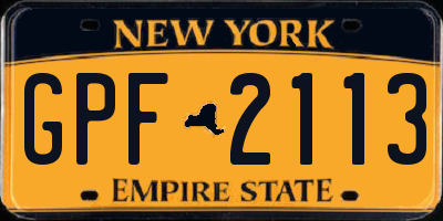 NY license plate GPF2113