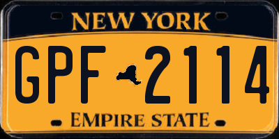 NY license plate GPF2114