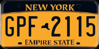 NY license plate GPF2115