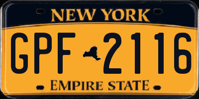 NY license plate GPF2116