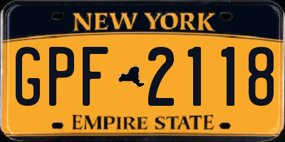 NY license plate GPF2118