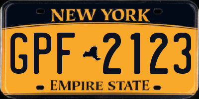 NY license plate GPF2123