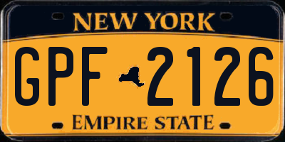 NY license plate GPF2126