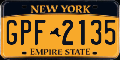 NY license plate GPF2135