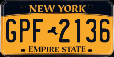 NY license plate GPF2136